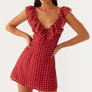 Red Polka Dot Ruffle Dress